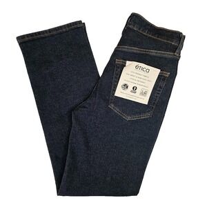 Etica Women's‎ 24 Tyler High Rise Straight Leg Jeans Dark Wash Button Fly NWT